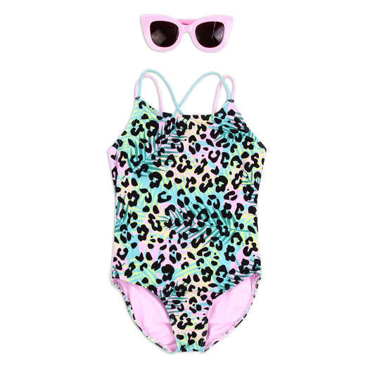 #GIRLSQUAD Girls 4-6X Swimsuit w/ Sunglasses (Pack of 6)