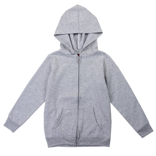 Girls 4-6X Basic Lightweight Fleece Zip Hoodie (Pack of 6) - Grey