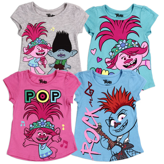 TROLLS Girls Toddler 4-PACK T-Shirts (Pack of 6)