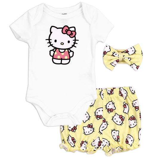 HELLO KITTY Girls Newborn 3-Piece Short Set (Pack of 6)