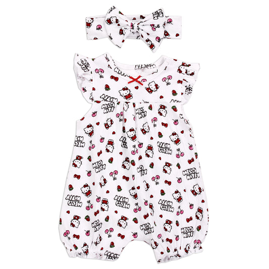 HELLO KITTY Newborn Girls Romper w/ Headband Set (Pack of 6)