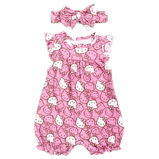 HELLO KITTY Newborn Girls Romper w/ Headband Set (Pack of 6)