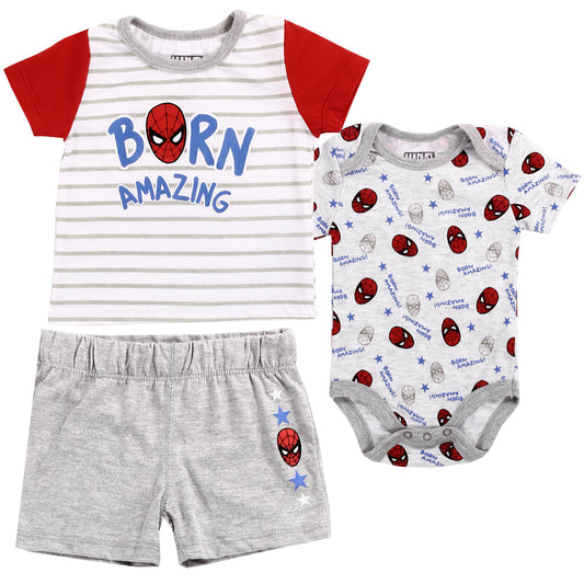 SPIDER-MAN Boys Newborn 3-Piece Short Set (Pack of 6)