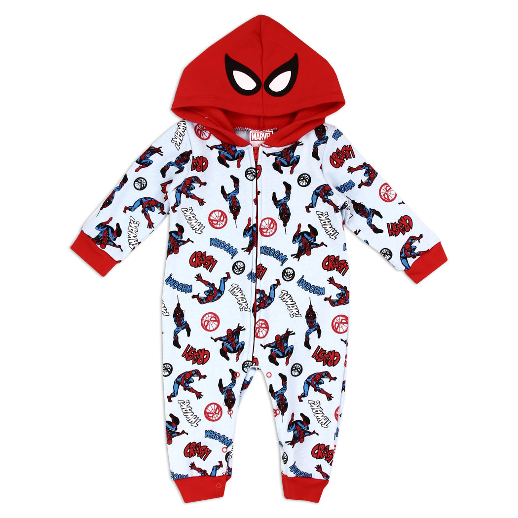 SPIDER-MAN Boys Newborn Hooded Fleece Romper (Pack of 6)