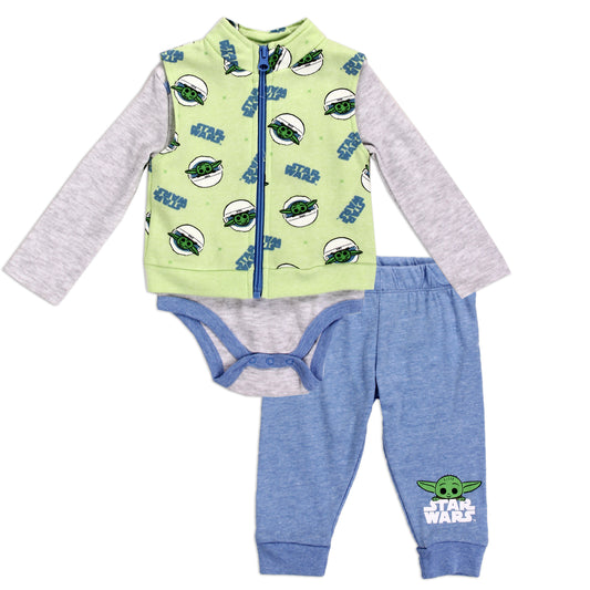 BABY YODA Boys Newborn 3-Piece Vest Set (Pack of 6)