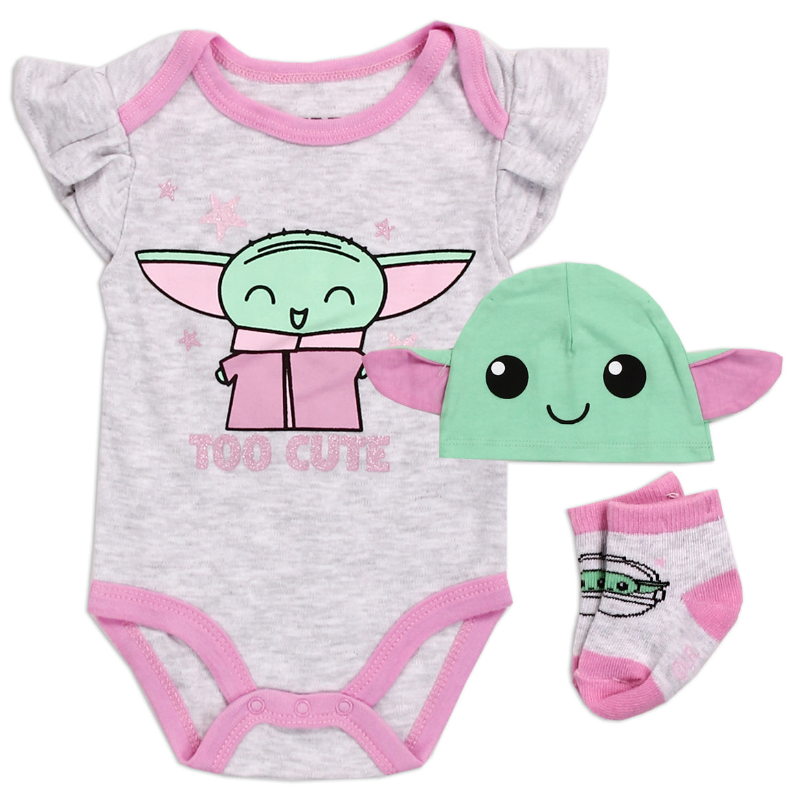 BABY YODA Girls Newborn 3-Piece Set (Pack of 6)